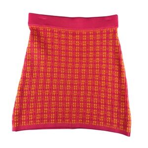 Free Assembly Womens Pink Orange Tweed Knit Mini Skirt Medium‎ NWT Barbiecore